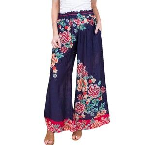 NWT Johnny Was 2X The Rosy Pant Floral Boho Extra Wide Leg Lightweight Palazzo